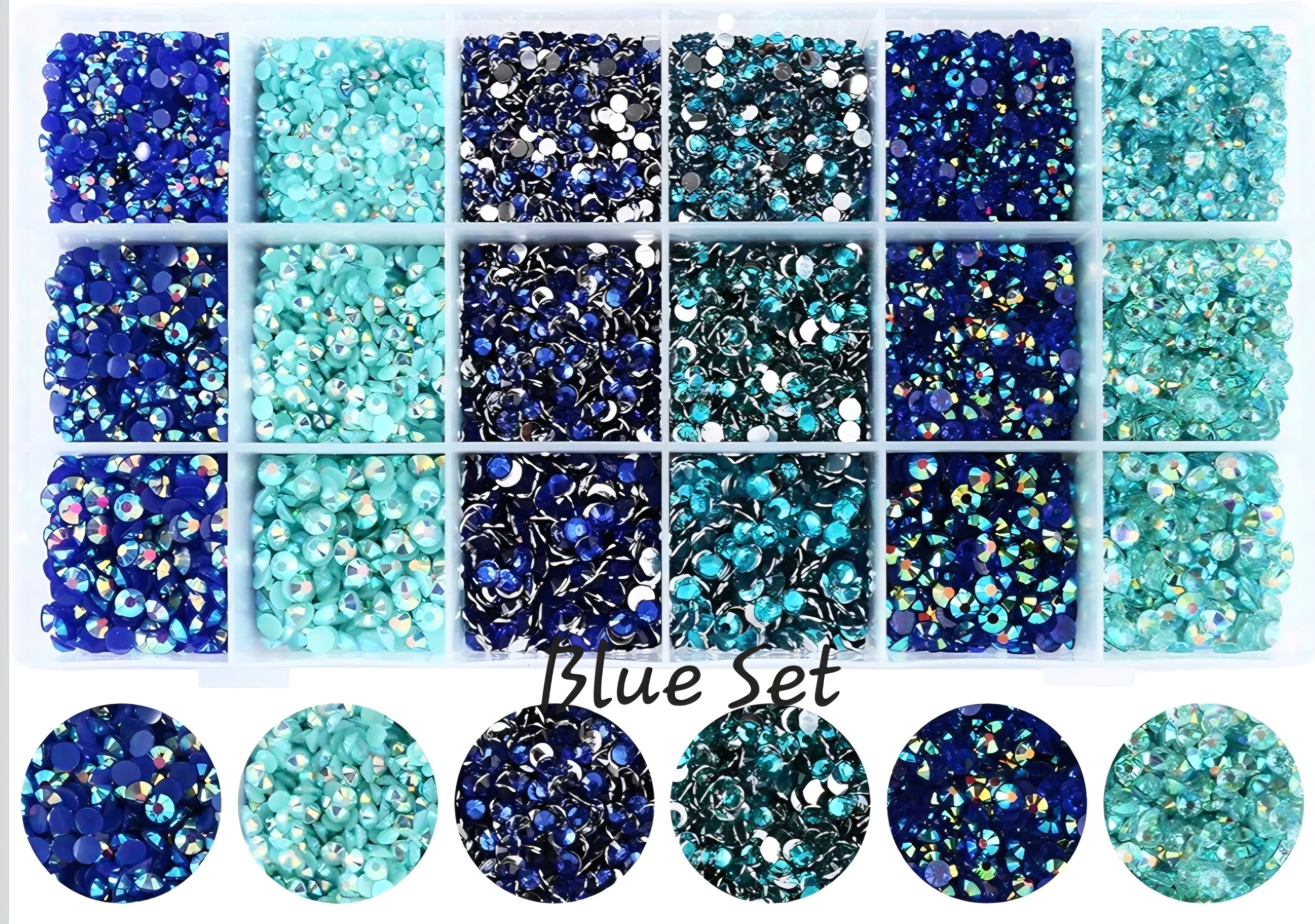 22000 Mixed Size Multi Colored Rhinestones 3mm, 4mm, 5mm.