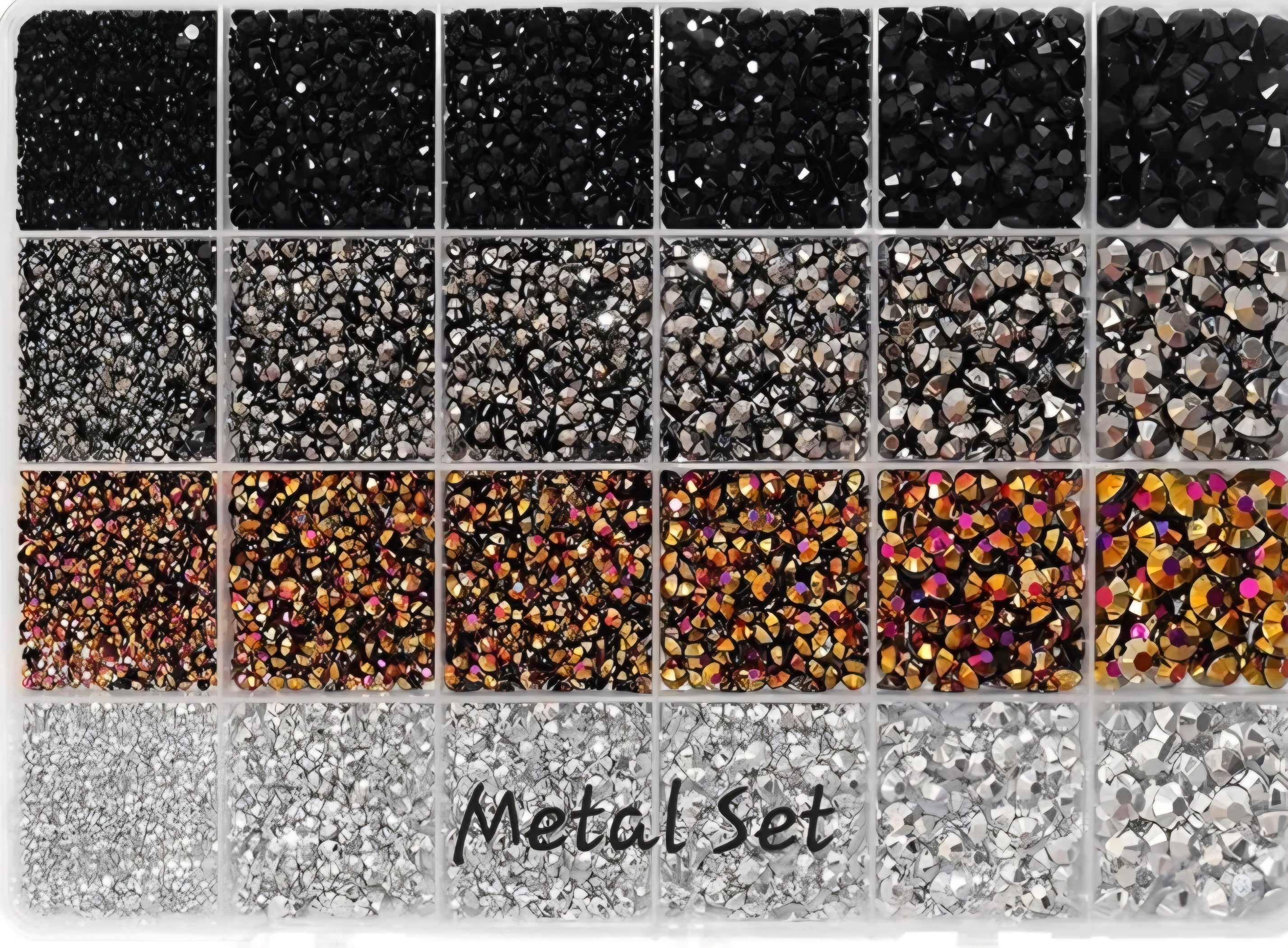 22000 Mixed Size Multi Colored Rhinestones 3mm, 4mm, 5mm.