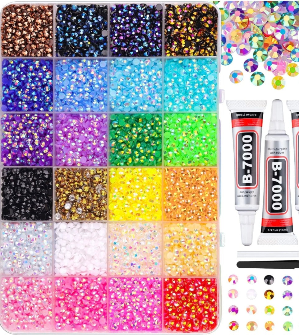 Multicolor Resin Jelly, 15000, 25 Colors, 3MM Rhinestones and B-7000 Glue Kit