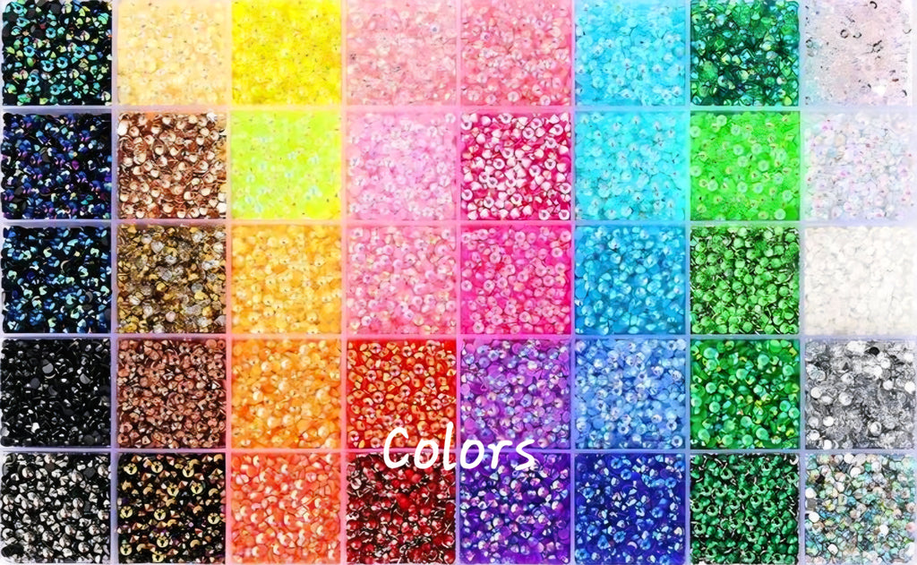 22000 Mixed Size Multi Colored Rhinestones 3mm, 4mm, 5mm.