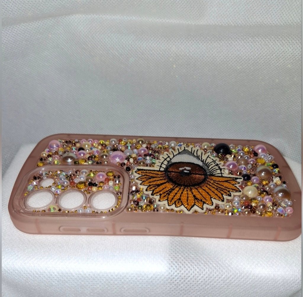 Blinged Samsung/ iphone custom made phone case. "Seeing flowers" Samsung S23