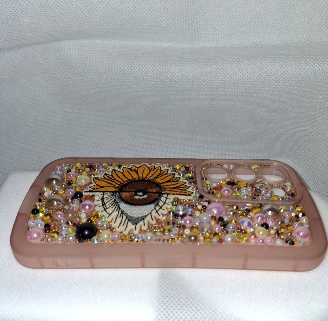 Blinged Samsung/ iphone custom made phone case. "Seeing flowers" Samsung S23