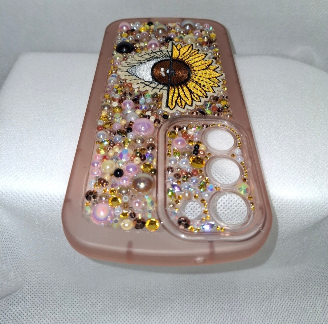 Blinged Samsung/ iphone custom made phone case. "Seeing flowers" Samsung S23