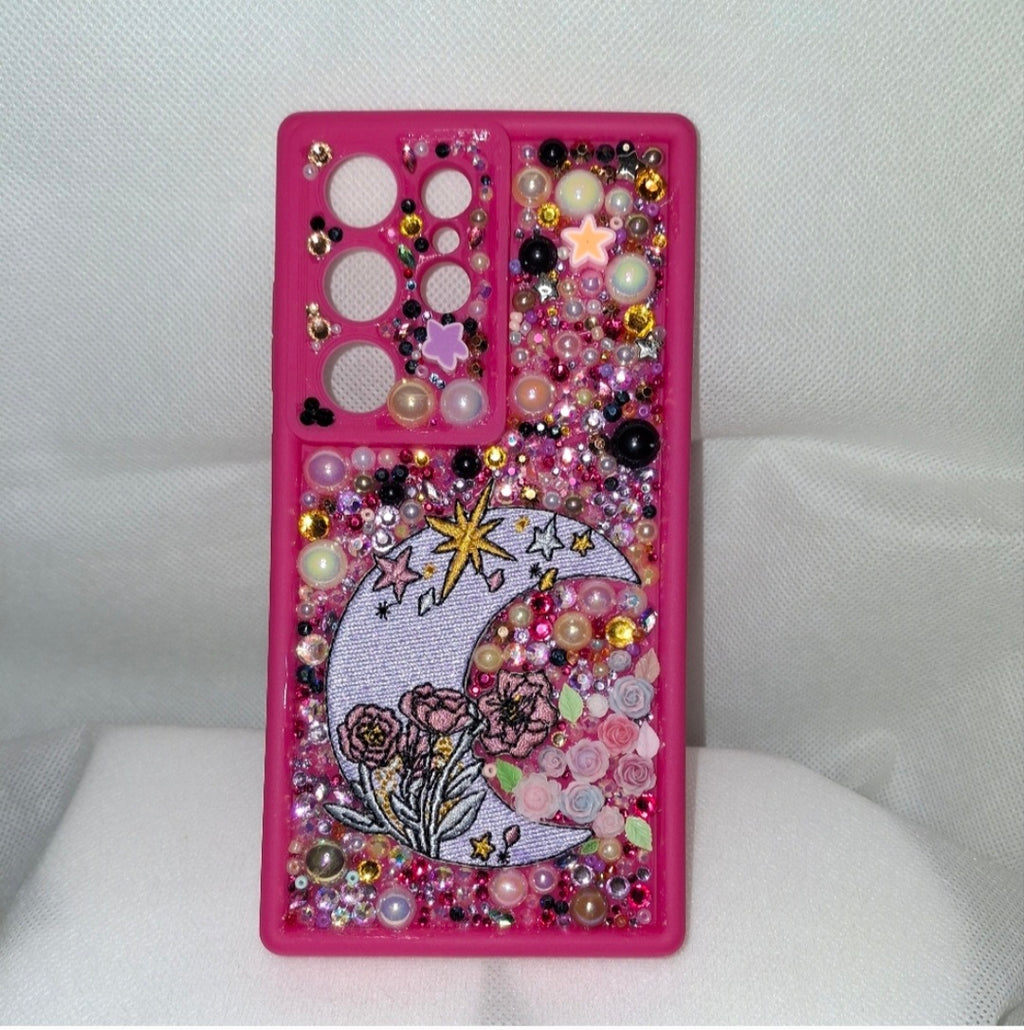 Android Samsung S23 Handcrafted "Pink Fantasy" Pearl and Rhinestone Phone Case