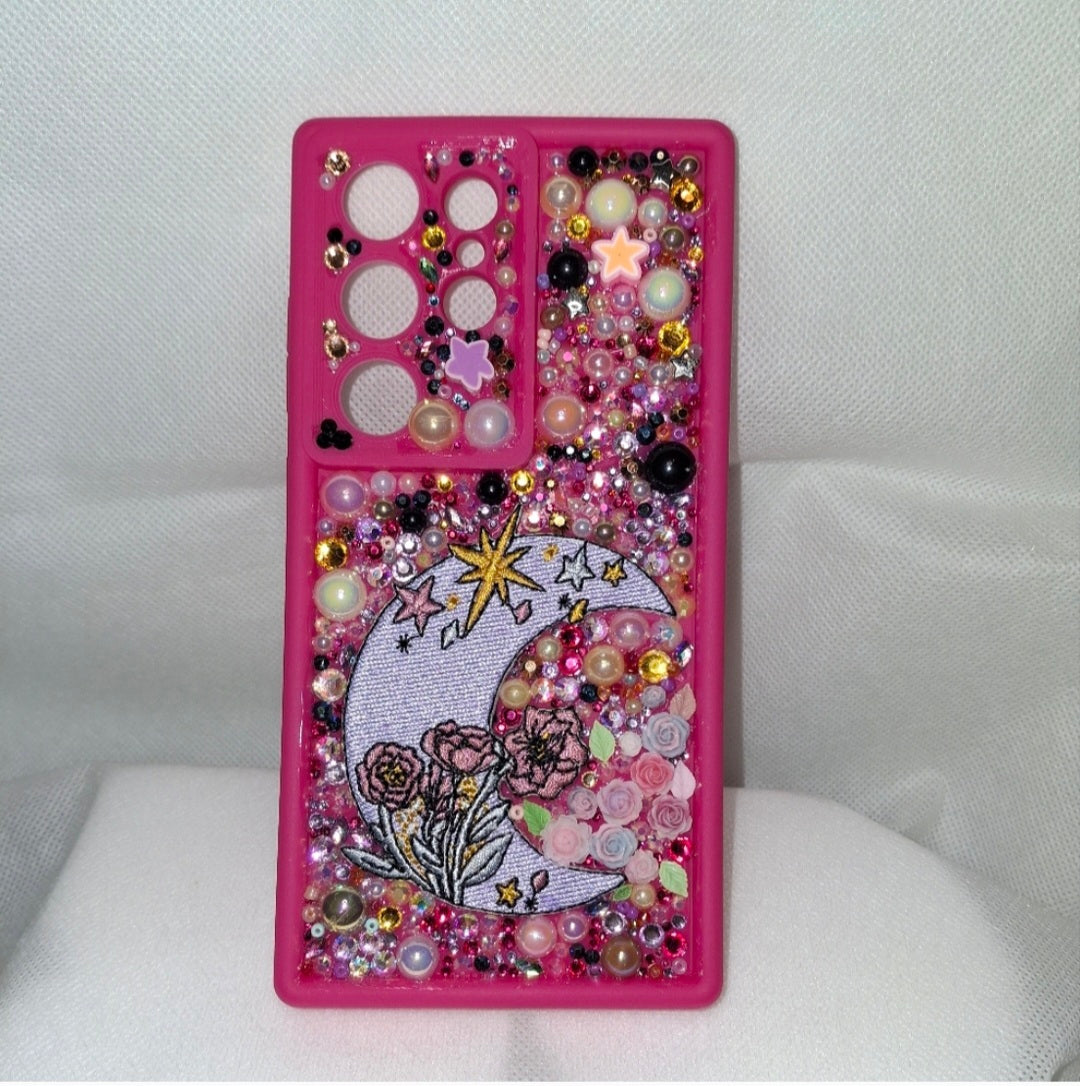 Android Samsung S23 Handcrafted "Pink Fantasy" Pearl and Rhinestone Phone Case