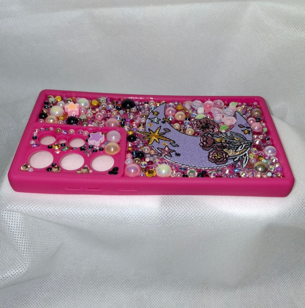 Android Samsung S23 Handcrafted "Pink Fantasy" Pearl and Rhinestone Phone Case