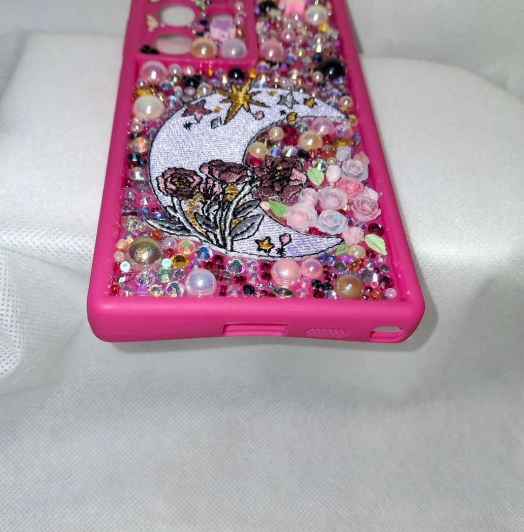 Android Samsung S23 Handcrafted "Pink Fantasy" Pearl and Rhinestone Phone Case