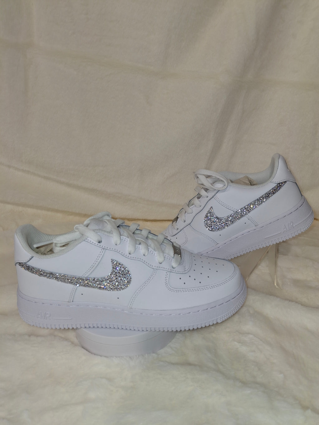 Custom blinged Air Force 1 with rhinestone sneakers by Dressed and Done
