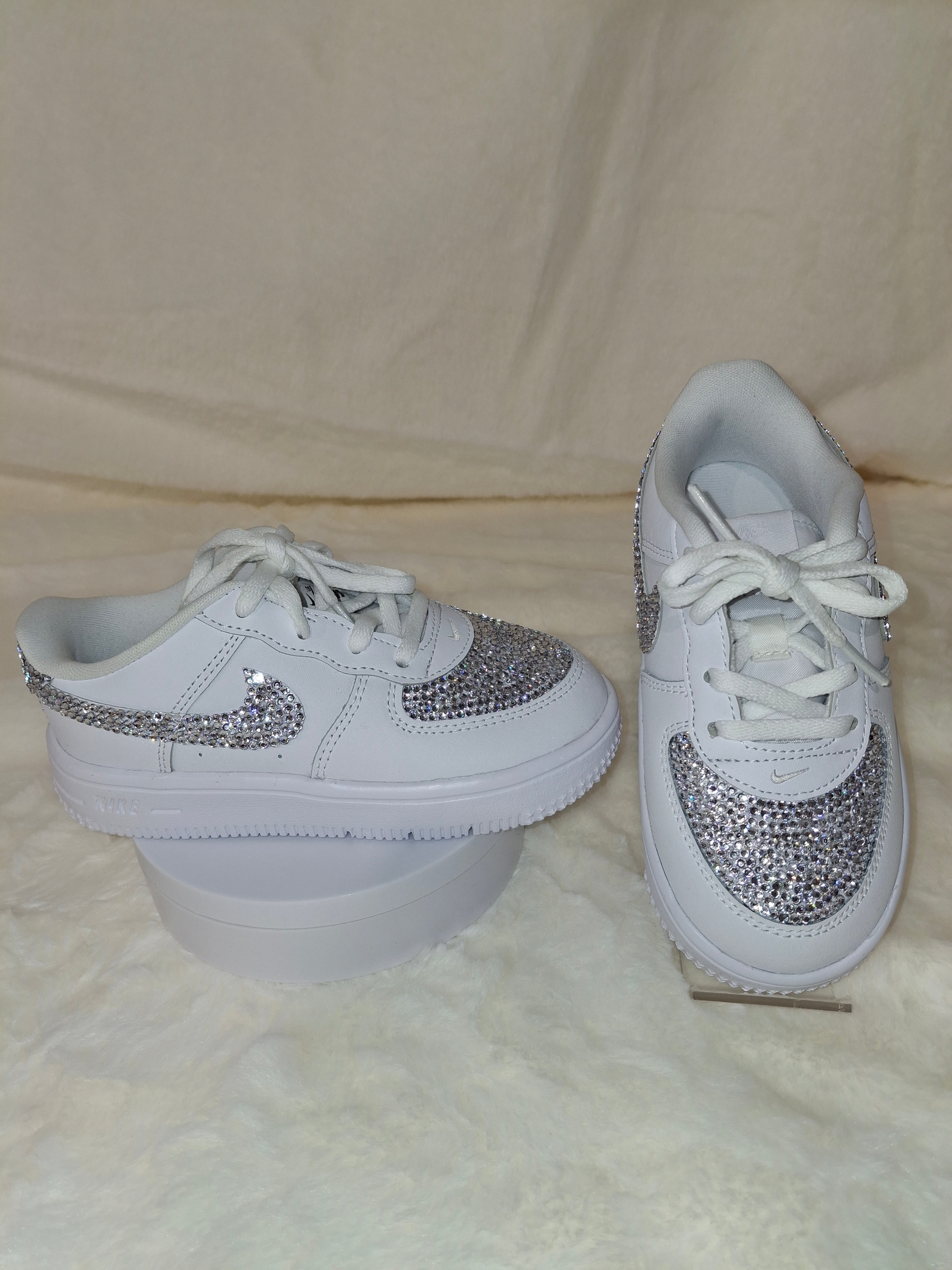 Custom full bling rhinestone Air Force 1 sneakers by Dressed and Done