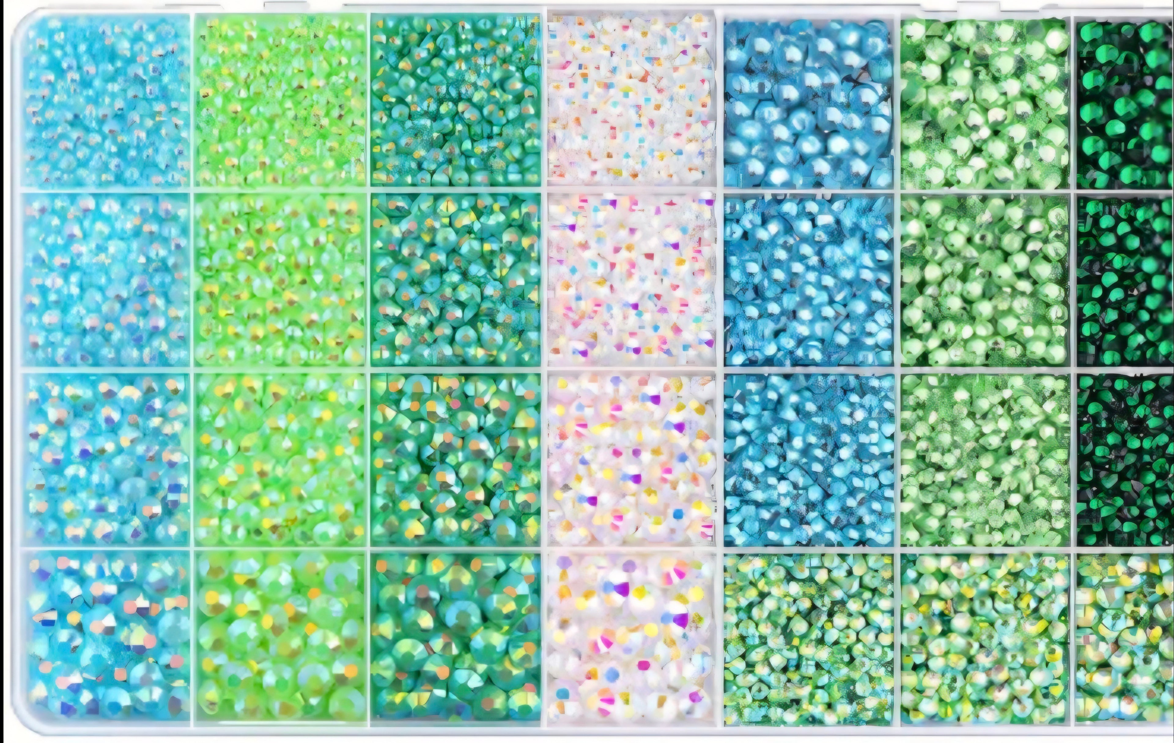 Blue and Green mixed size flatback resin rhinestones bulk pack for DIY crafts