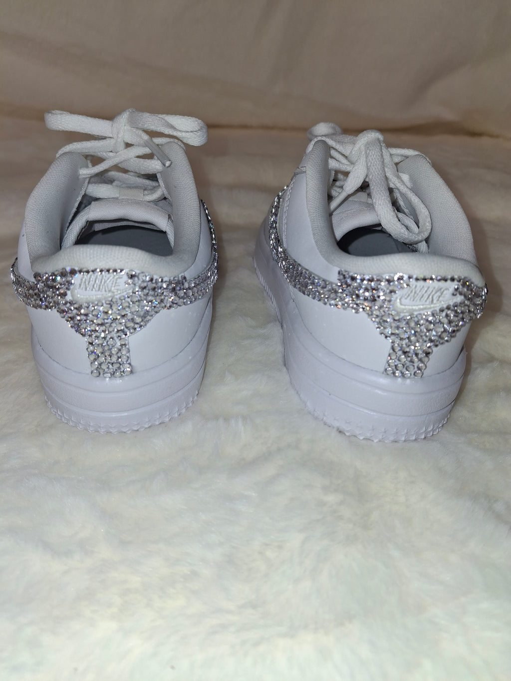 Custom rhinestone accent Air Force 1 sneaker back view by Dressed and Done