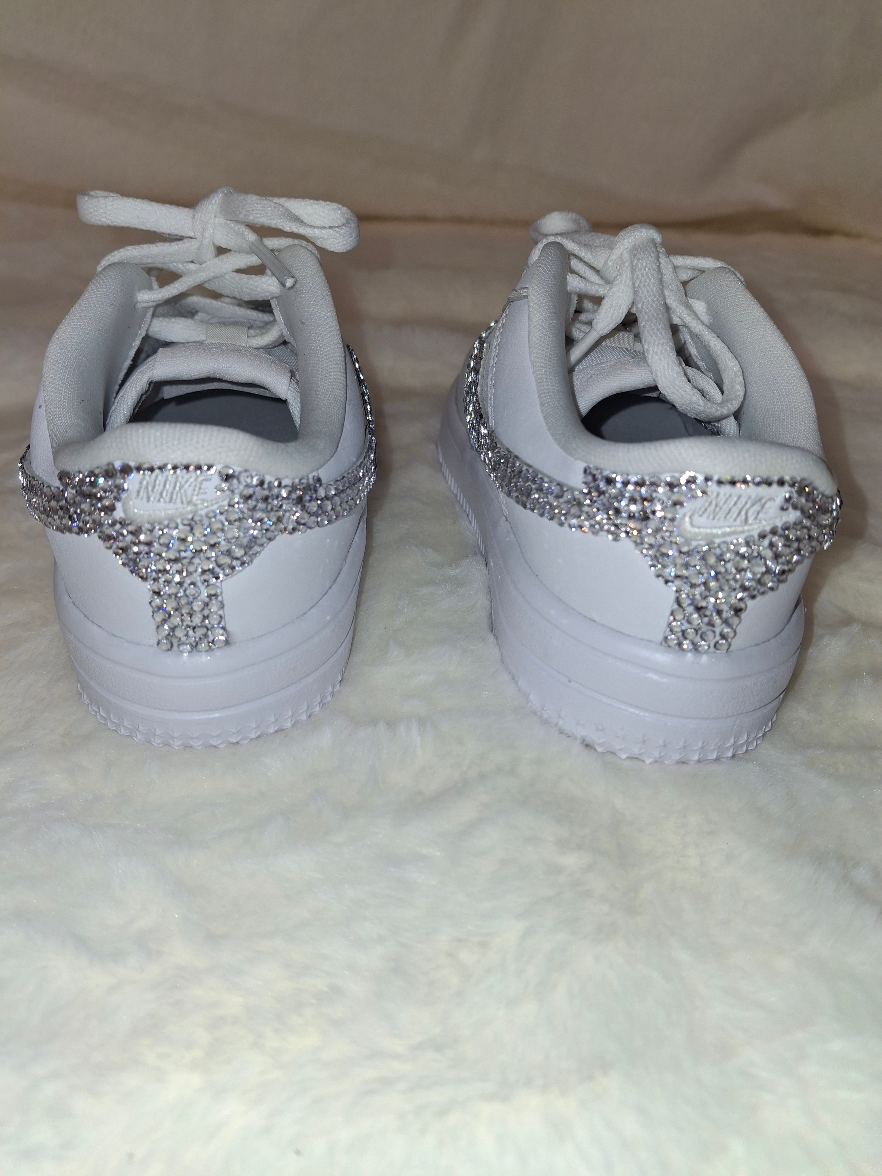 Custom rhinestone accent Air Force 1 sneaker back view by Dressed and Done