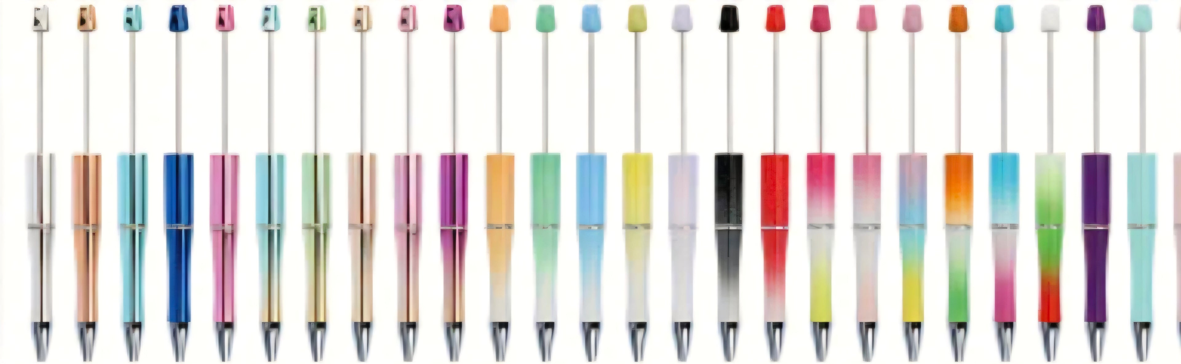 Refillable beadable pen blanks with gradient designs compatible with silicone focal beads