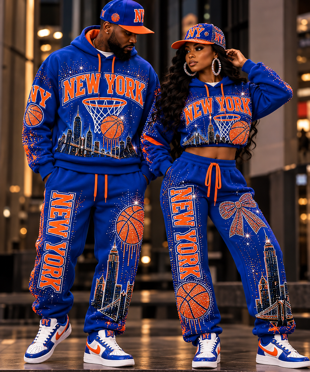 Women's Custom NYC Basketball-Inspired Sweatsuit | Cropped or Regular Hoodie | New York Streetwear