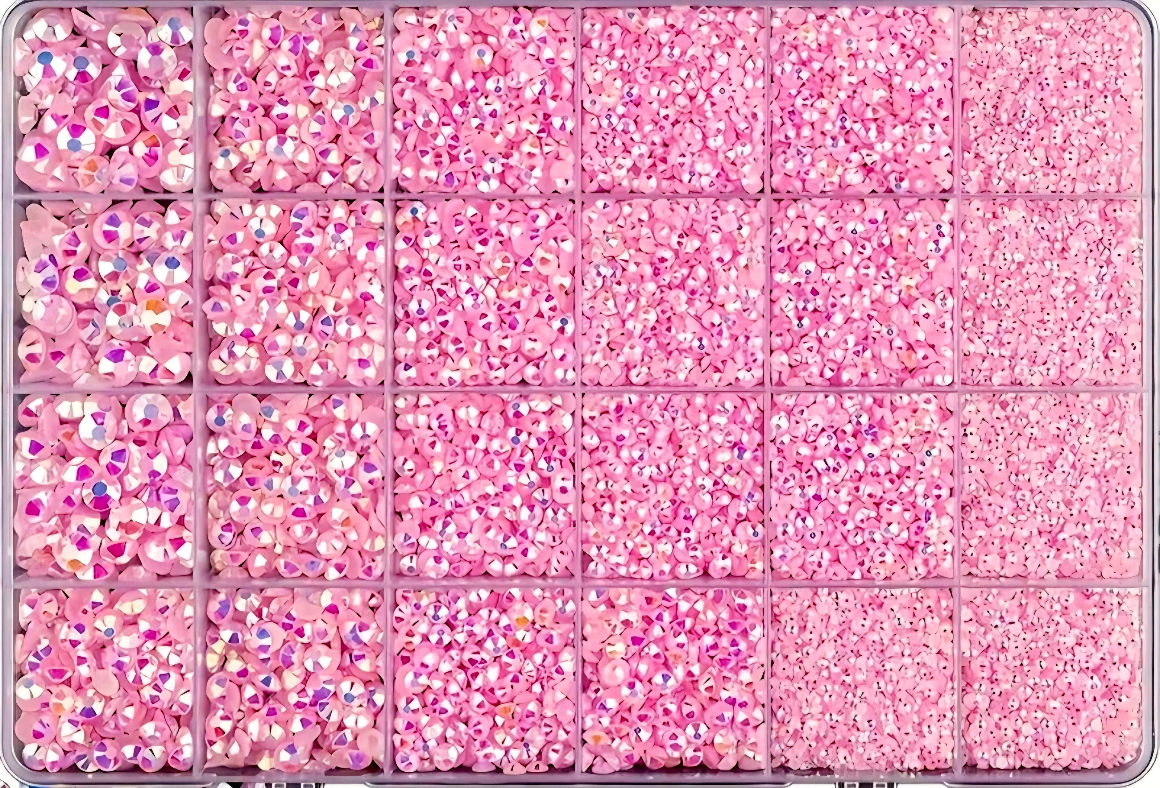 Pink mixed size flatback resin rhinestones bulk pack for DIY crafts