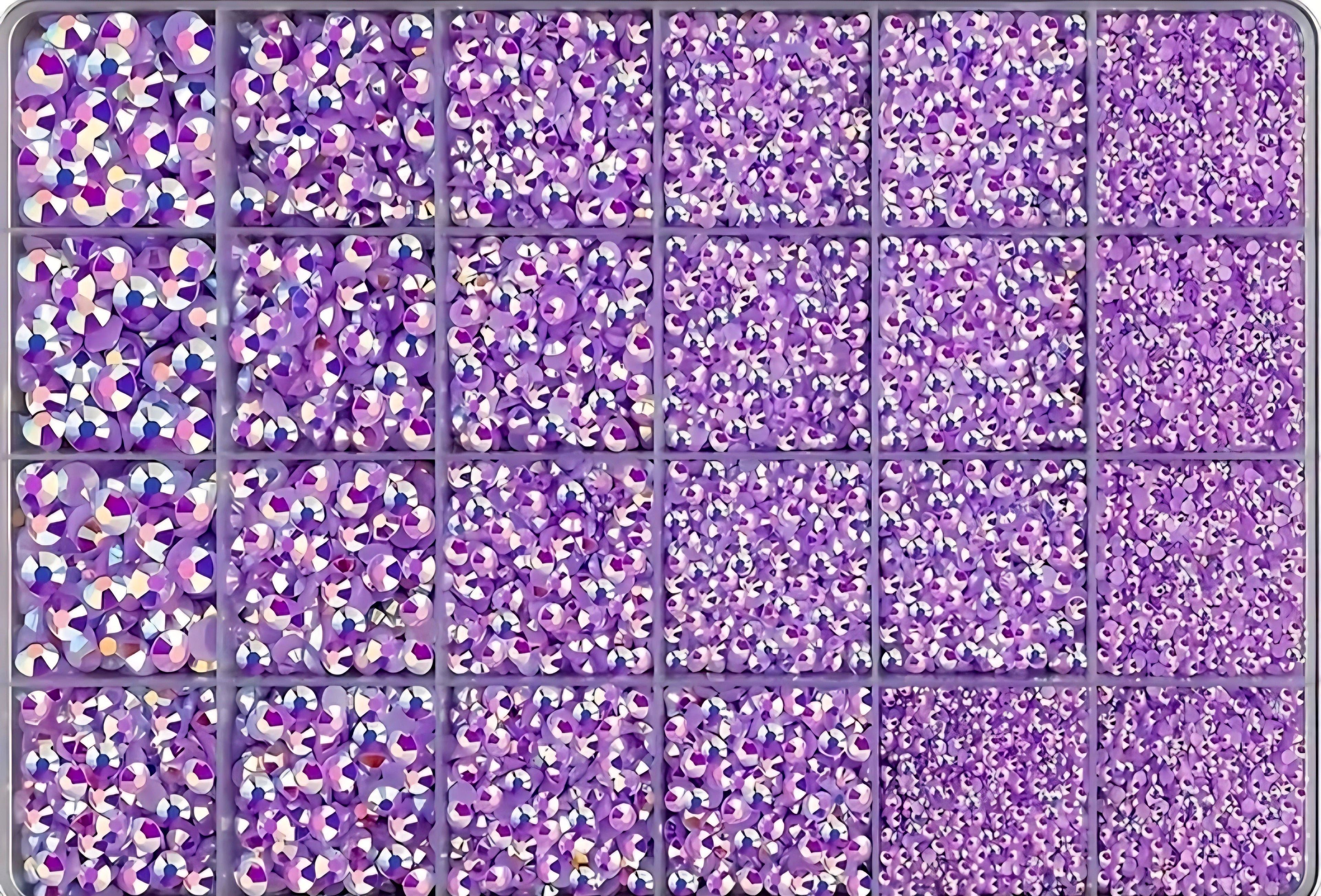 Light purple mixed size flatback resin rhinestones bulk pack for DIY crafts