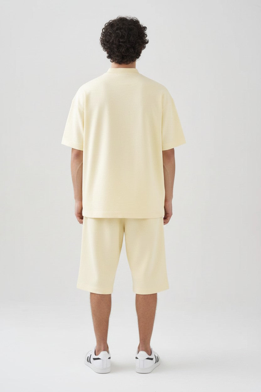 10 OZ Mock-Neck Oversized Interlock T-Shirt & Jorts Set