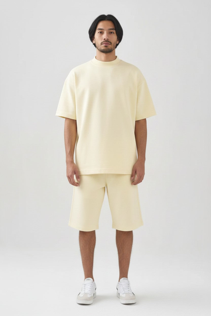 10 OZ Mock-Neck Oversized Interlock T-Shirt & Jorts Set