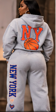 Women's Custom NYC Basketball-Inspired Sweatsuit | Cropped or Regular Hoodie | New York Streetwear