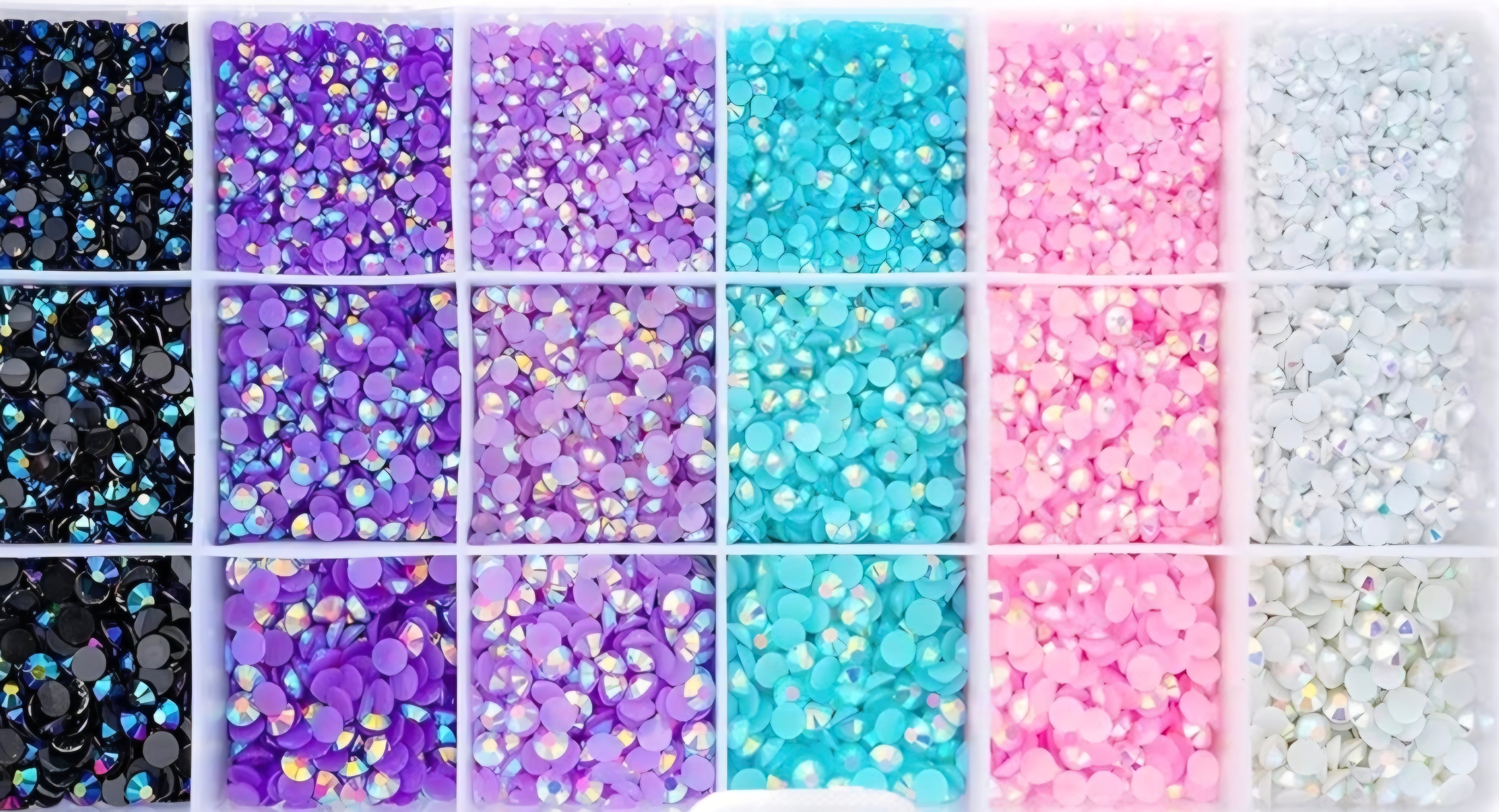 Pastel multicolor mixed size flatback resin rhinestone pack for DIY crafts