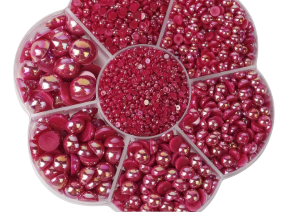 Burgundy Colored Pearls on a white background 