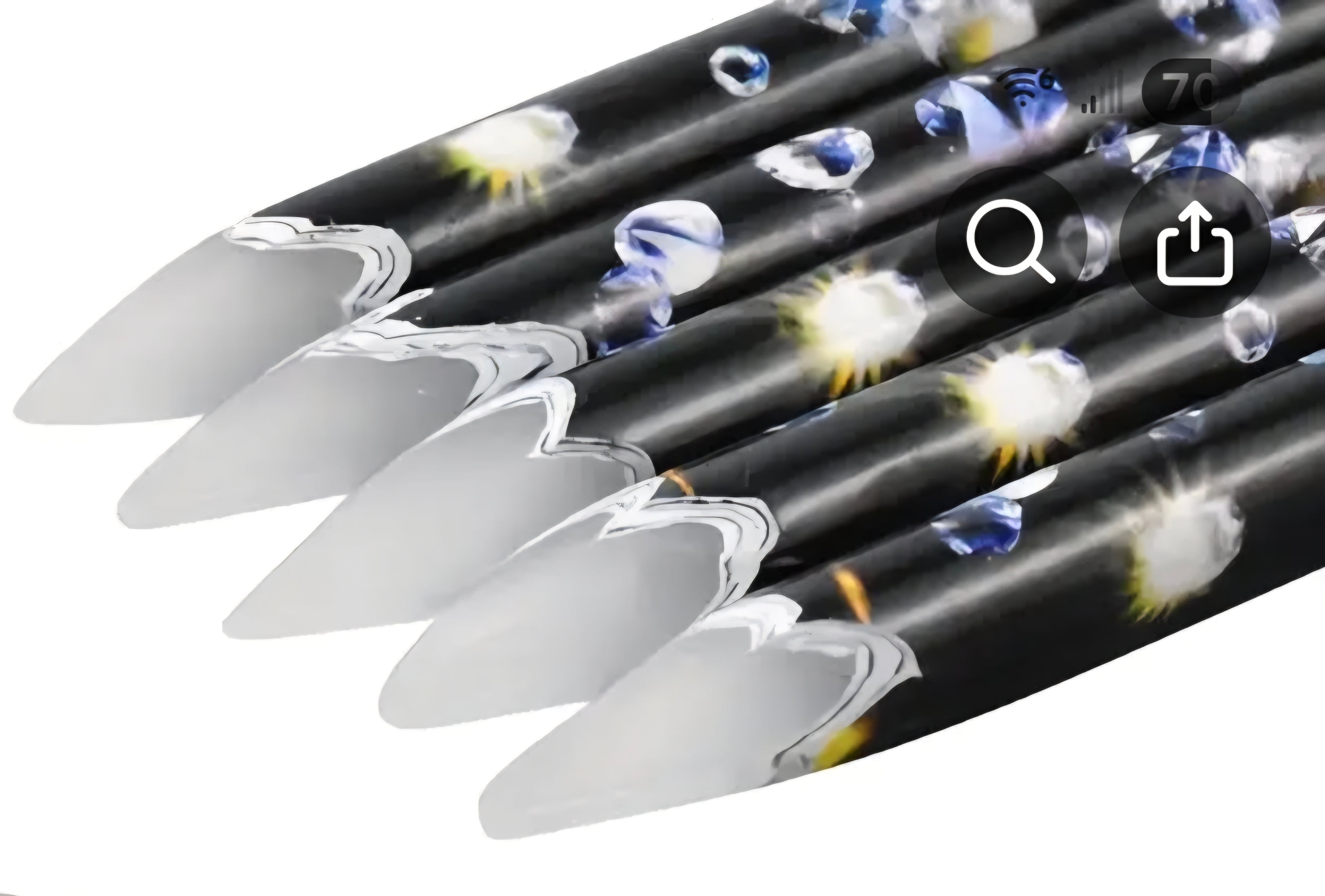 Set of white wax black base pencils for rhinestone picking 