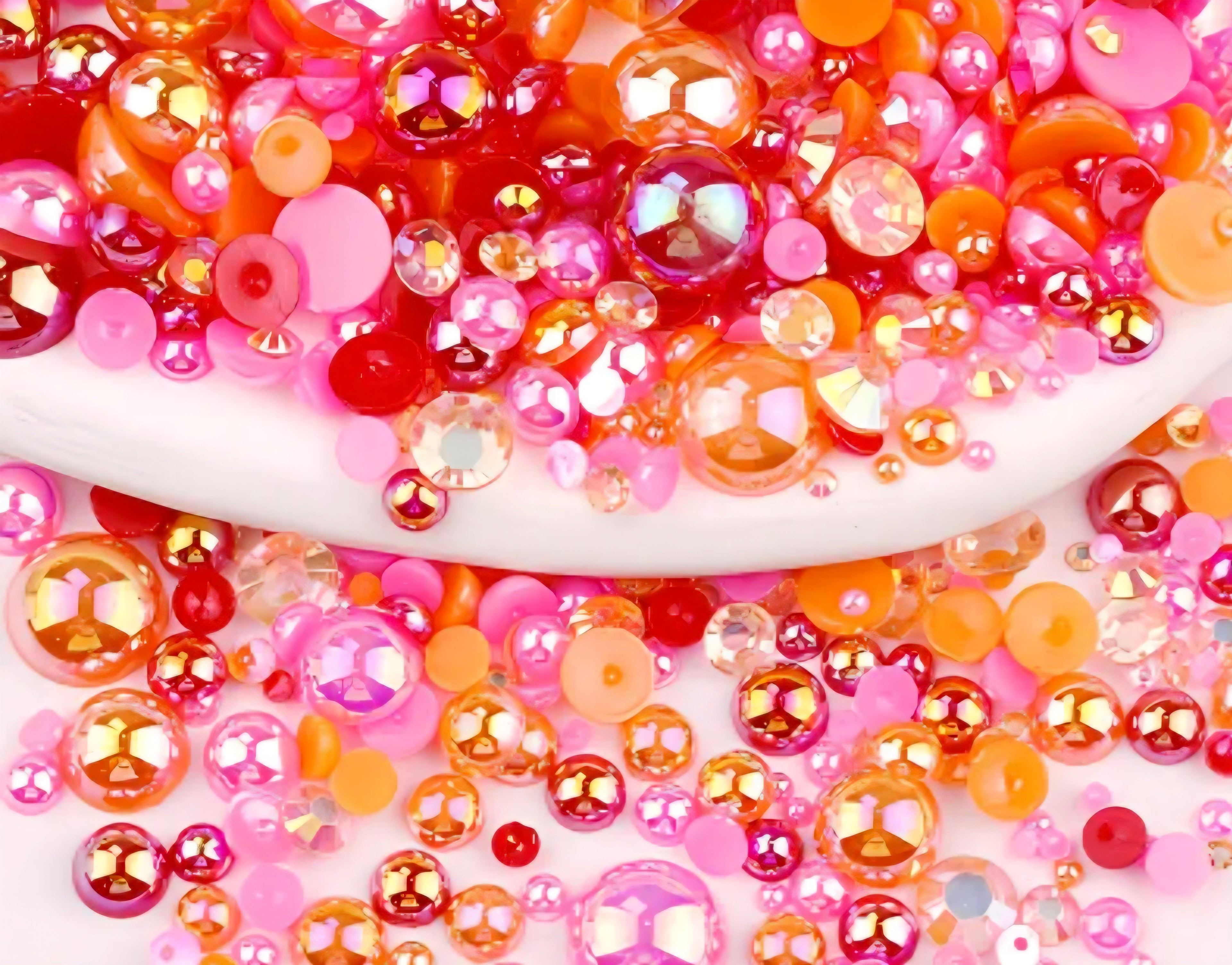 pink red and orange flatback pearls for crafts and nail art