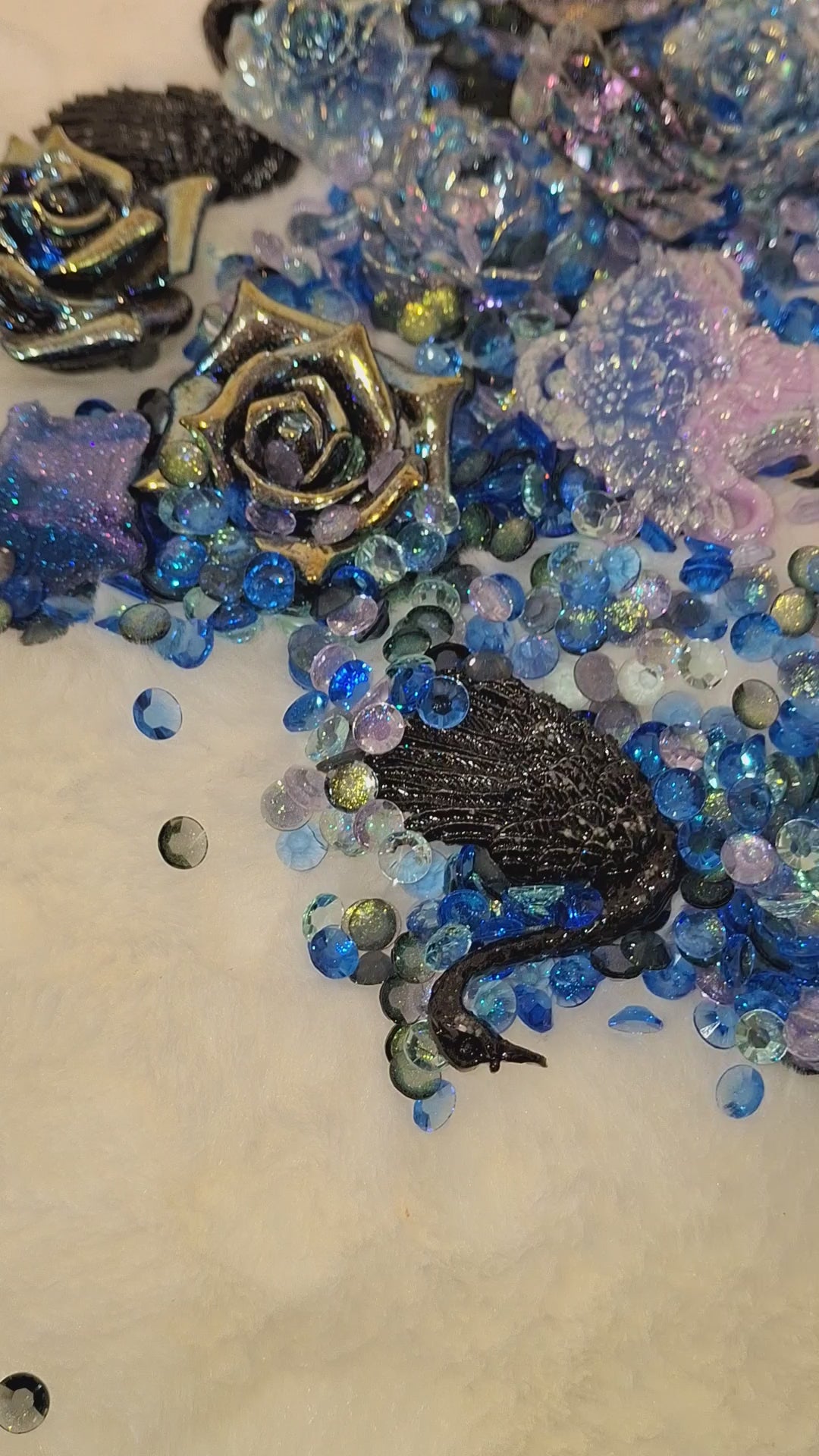 Purple blue and black junk case charms