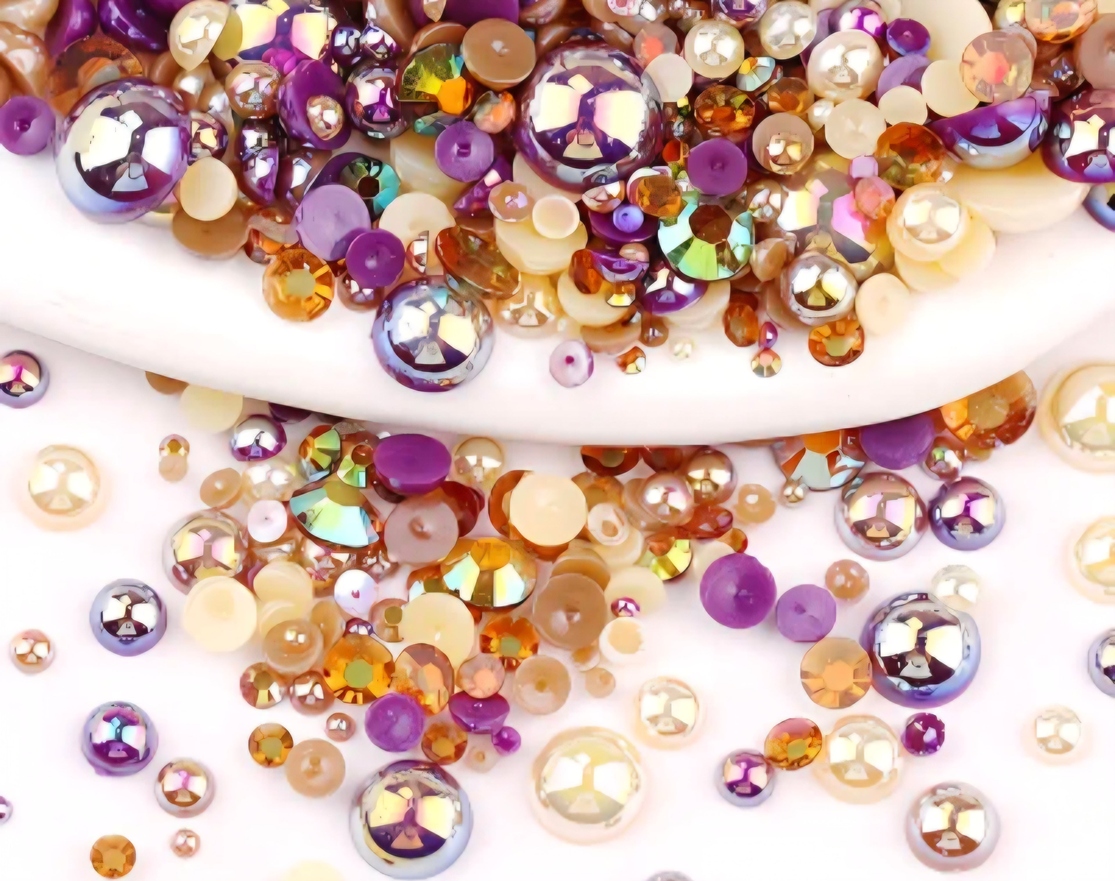 Purple coffee and cream colored acrylic pearls for crafts and nail art