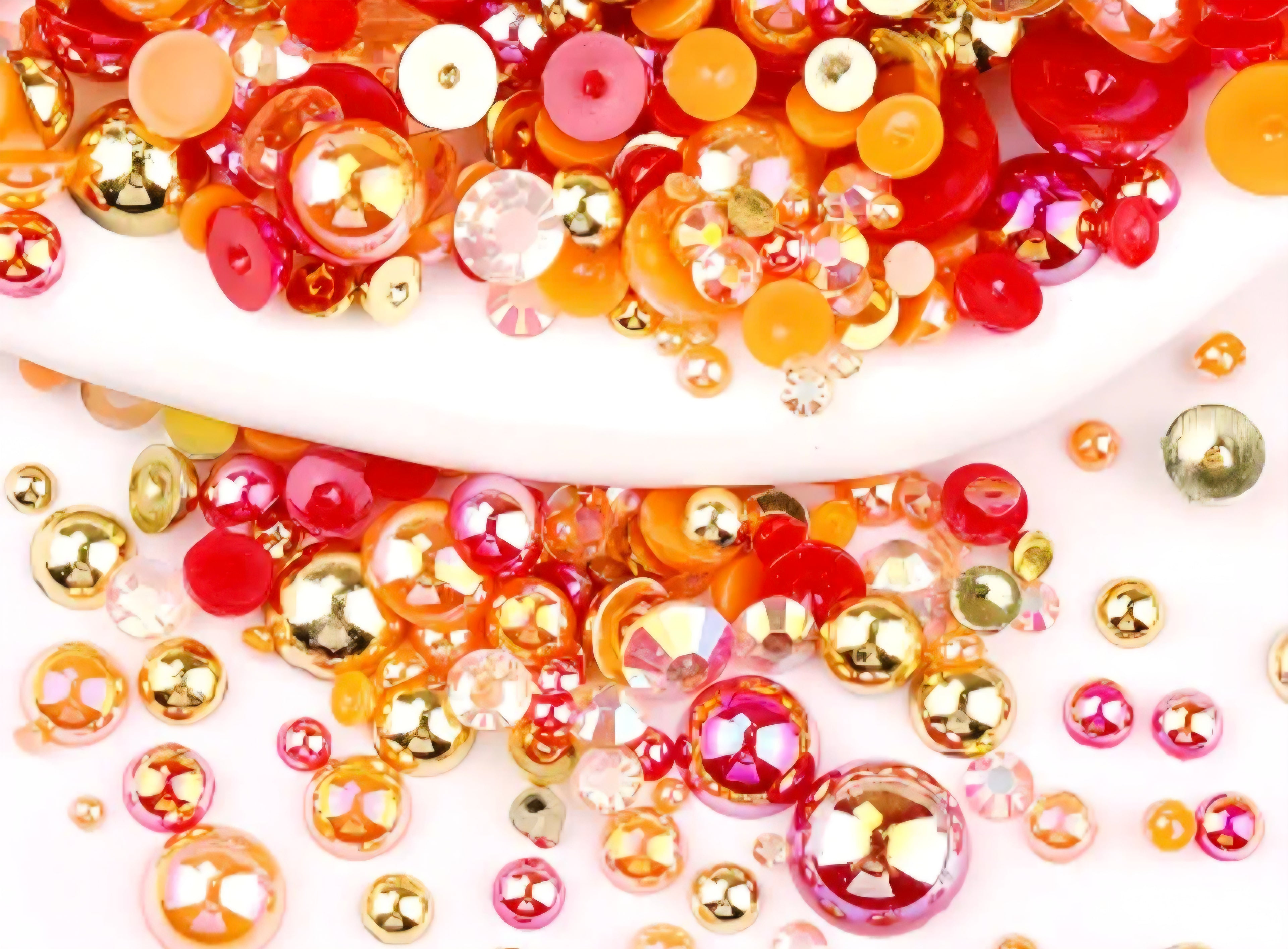 gold pink and orange pearls for diy crafts and nails