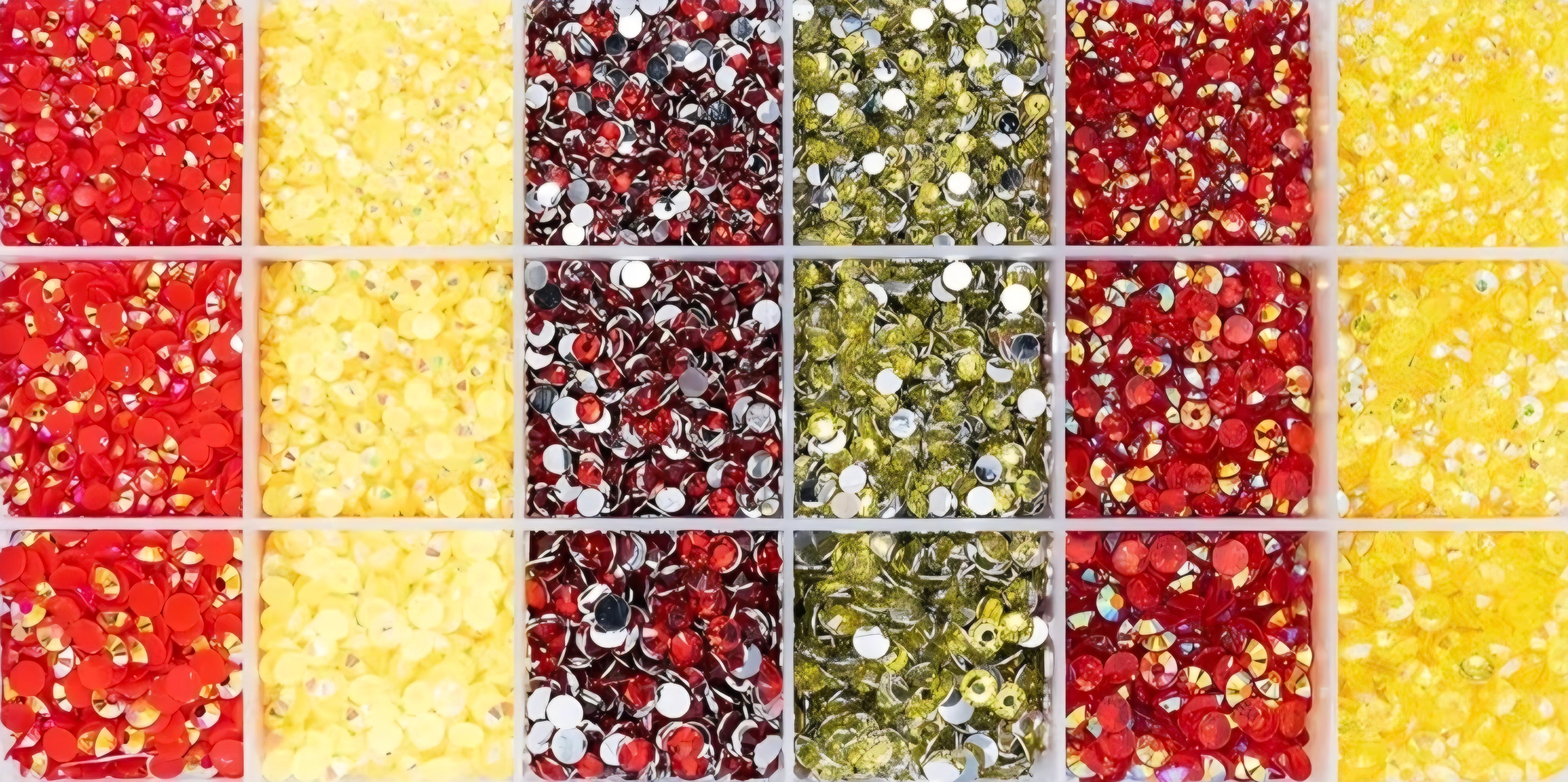 Red and Yellow multicolor mixed size flatback resin rhinestone pack for DIY crafts