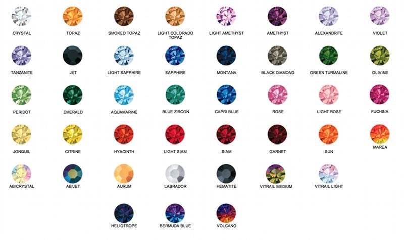Rhinestone color options for custom blinged sneakers by Dressed and Done