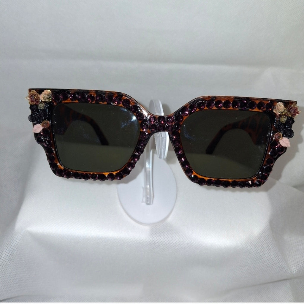 Luxury Embellished Square Framed Women's Sunglasses