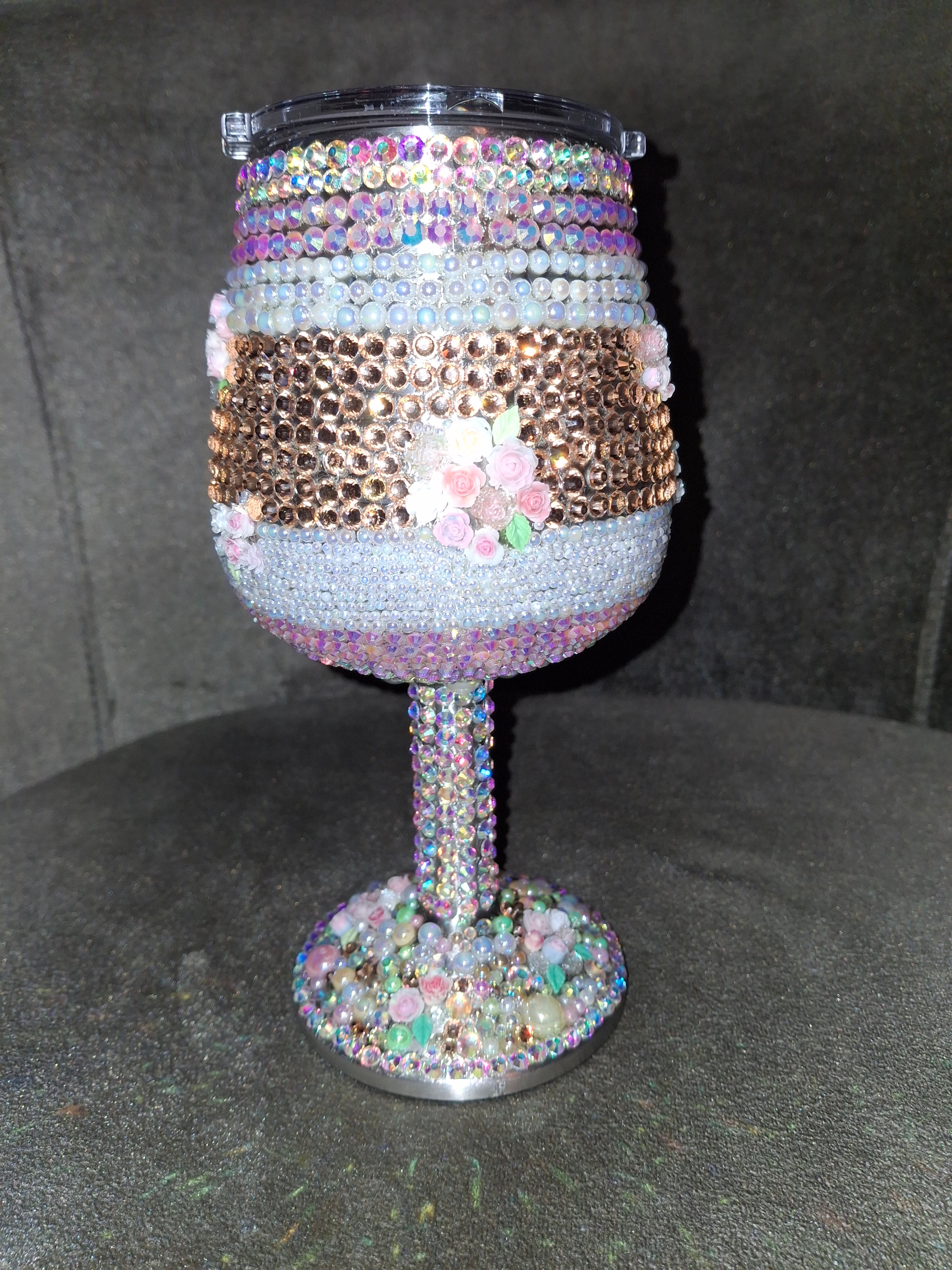 Bling Stemmed Tumblers | Custom Rhinestone & Pearl Embellished Drinkware