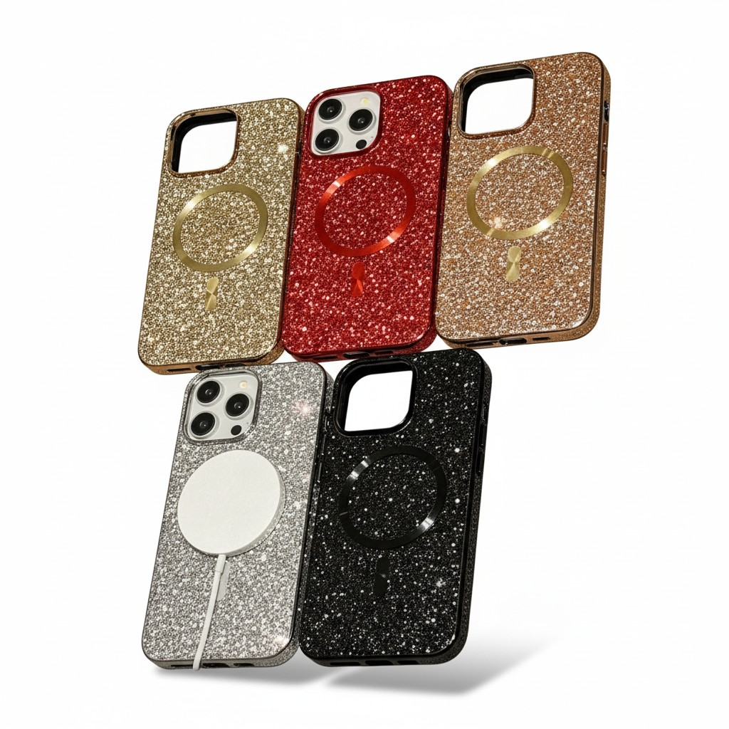 iPhone 17 Pro Max 16 15 Mag Safe Magnetic Bling Glitter Hard Phone Case