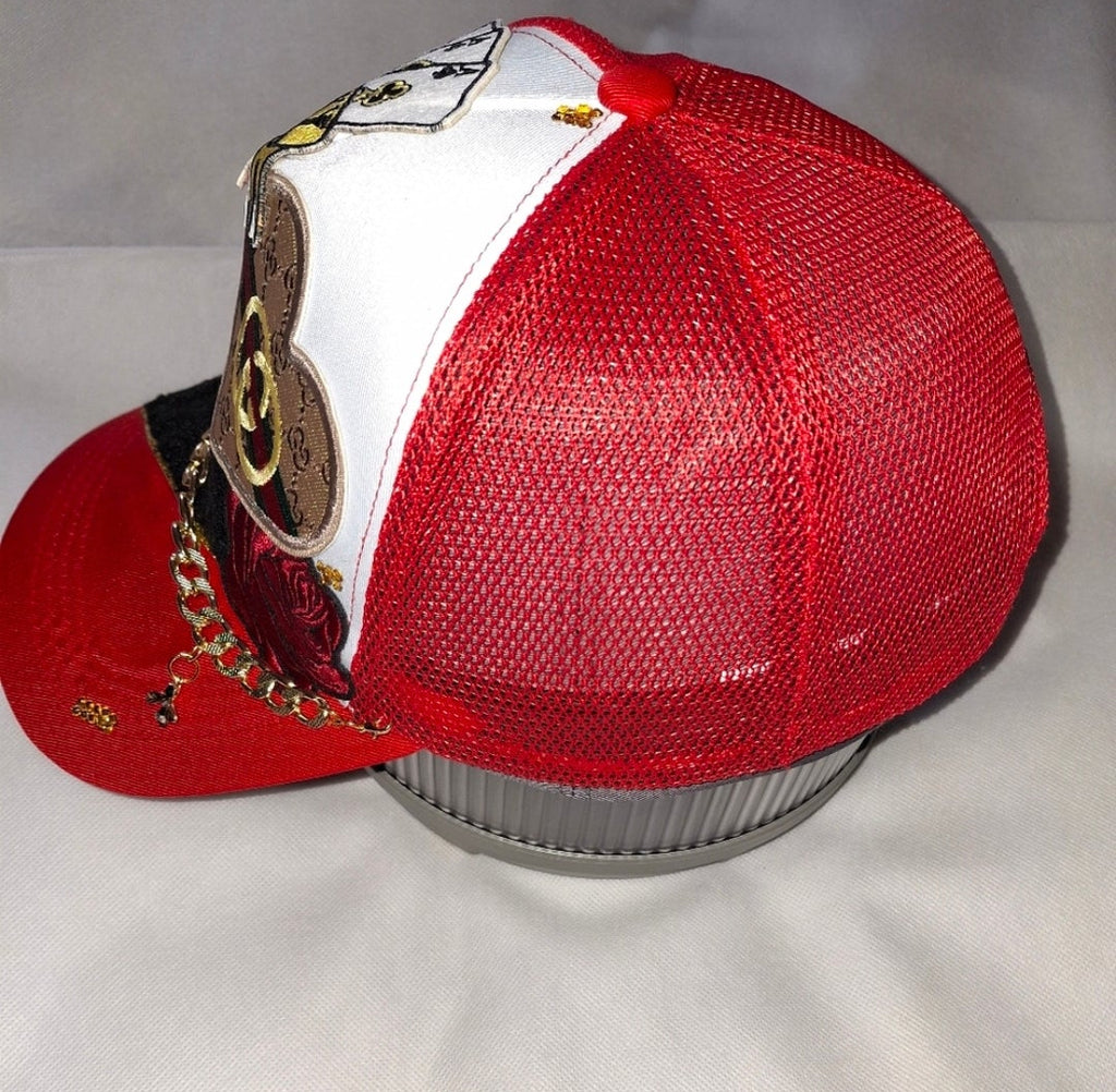 Trucker Hat Red Lucky MAMA Hat. Custom
