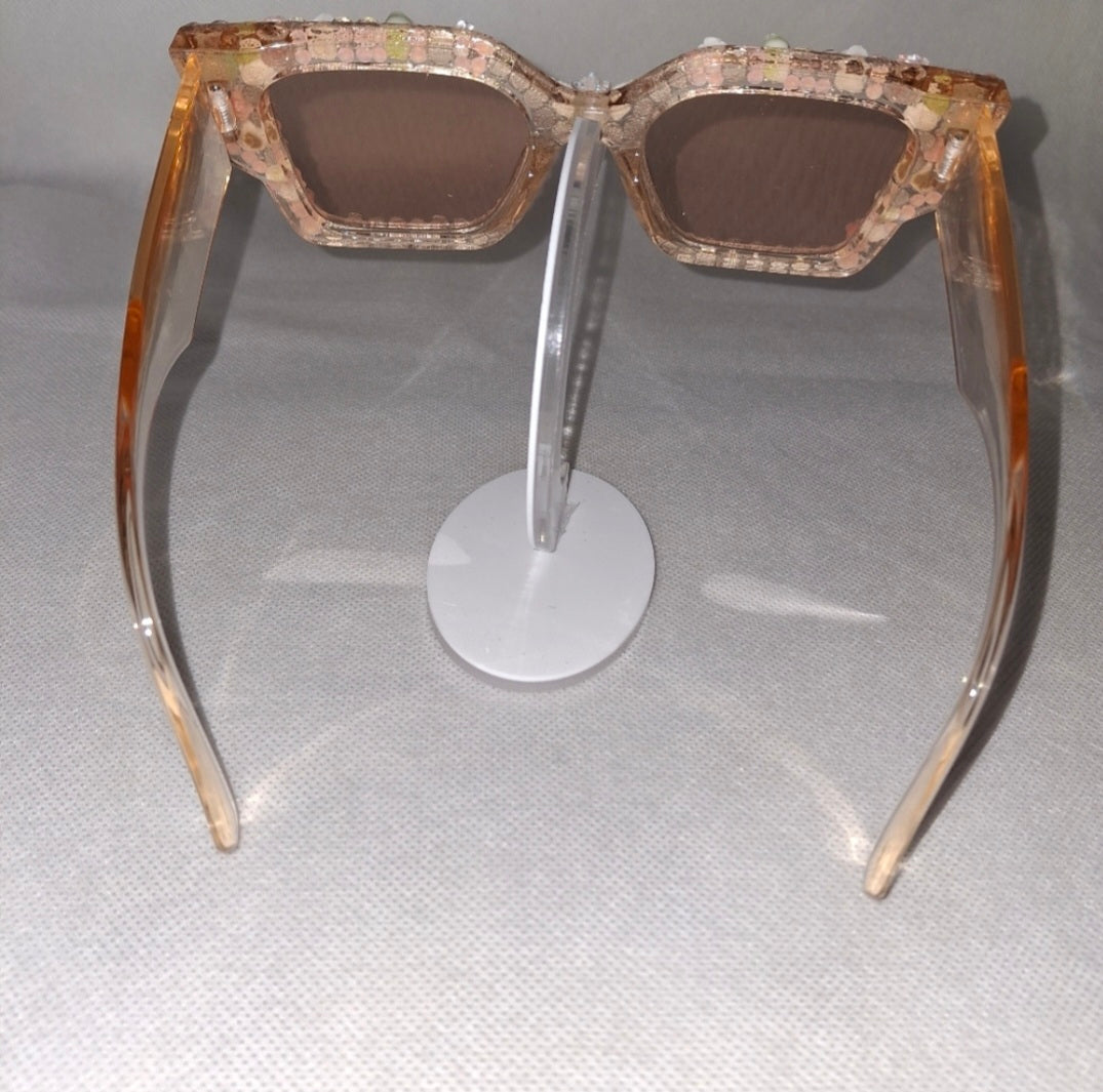 Handcrafted "Bloom" Cat-Eye Sunglasses | Crystal & Pastel Flower Embellishments